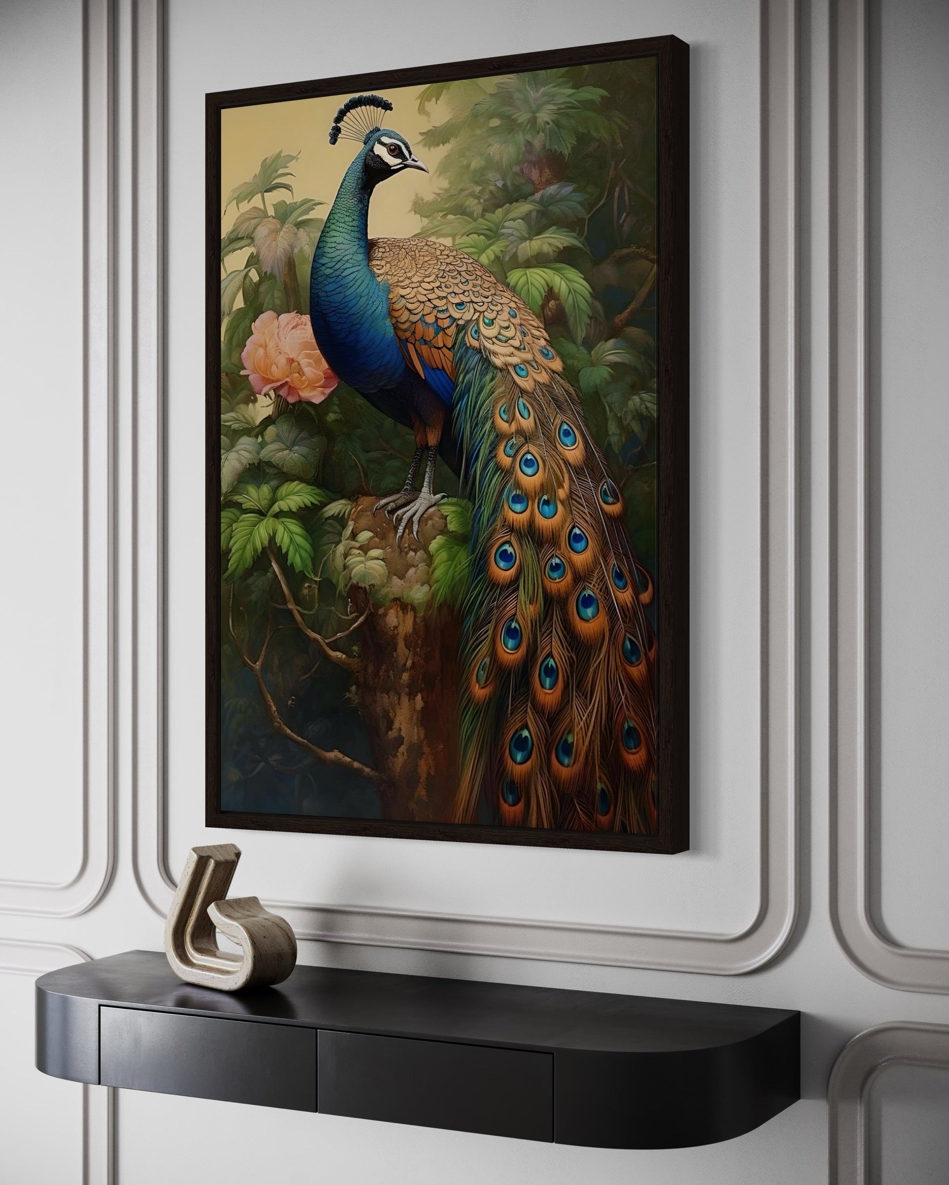 Chinese Peacock Framed Canvas Wall Art