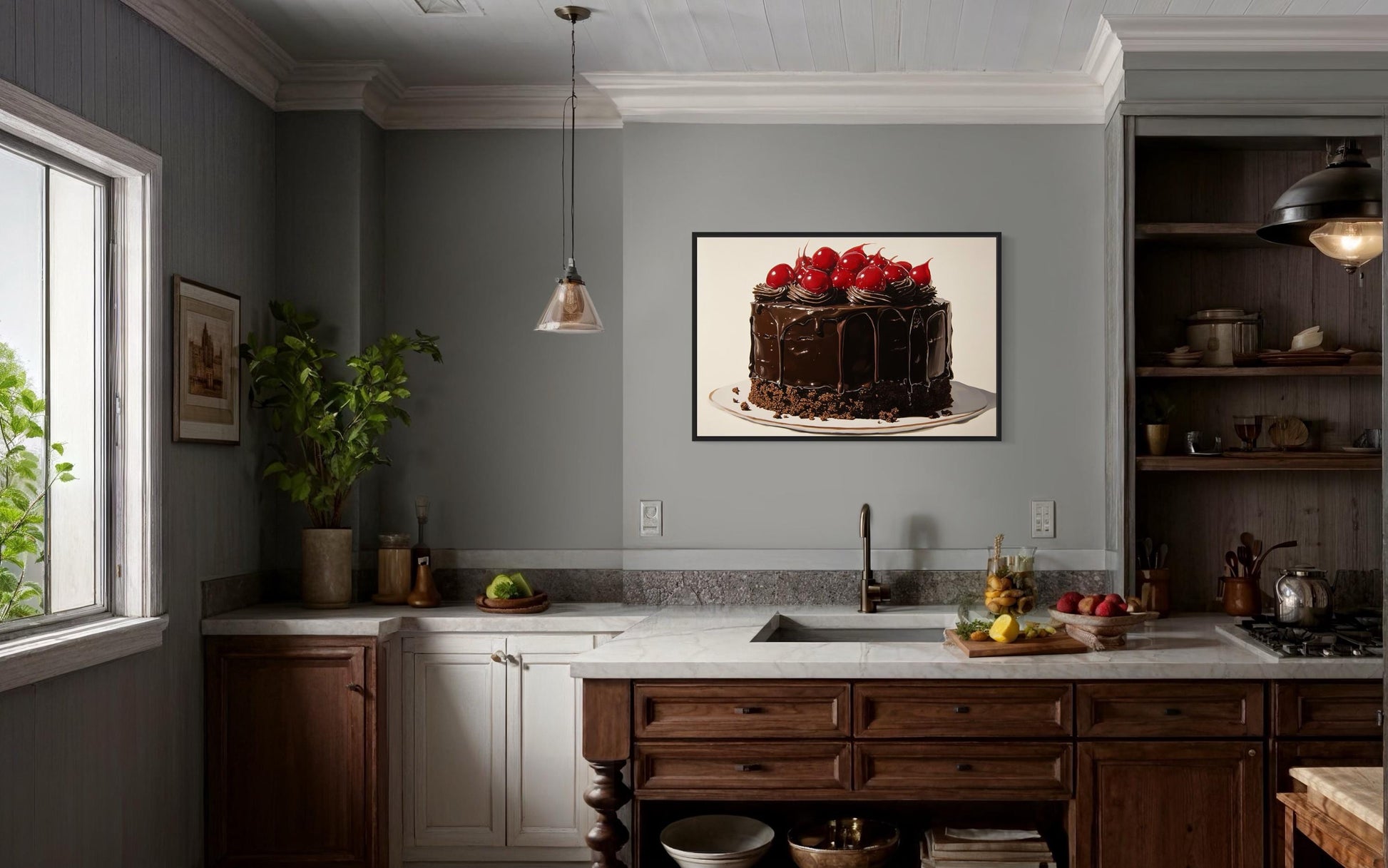 Chocolate Cake Framed Canvas Wall Art