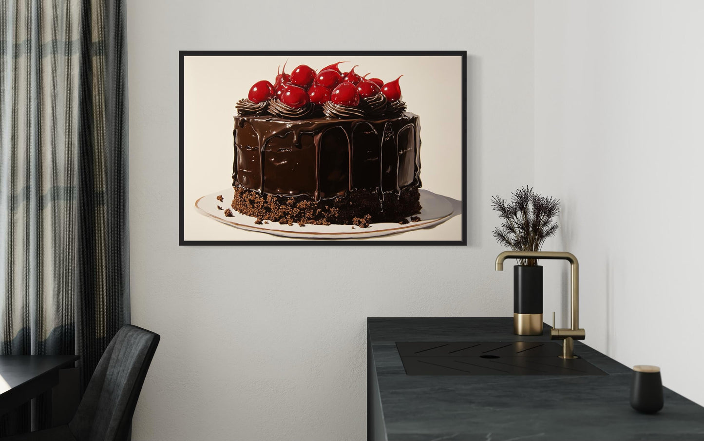 Chocolate Cake Framed Canvas Wall Art