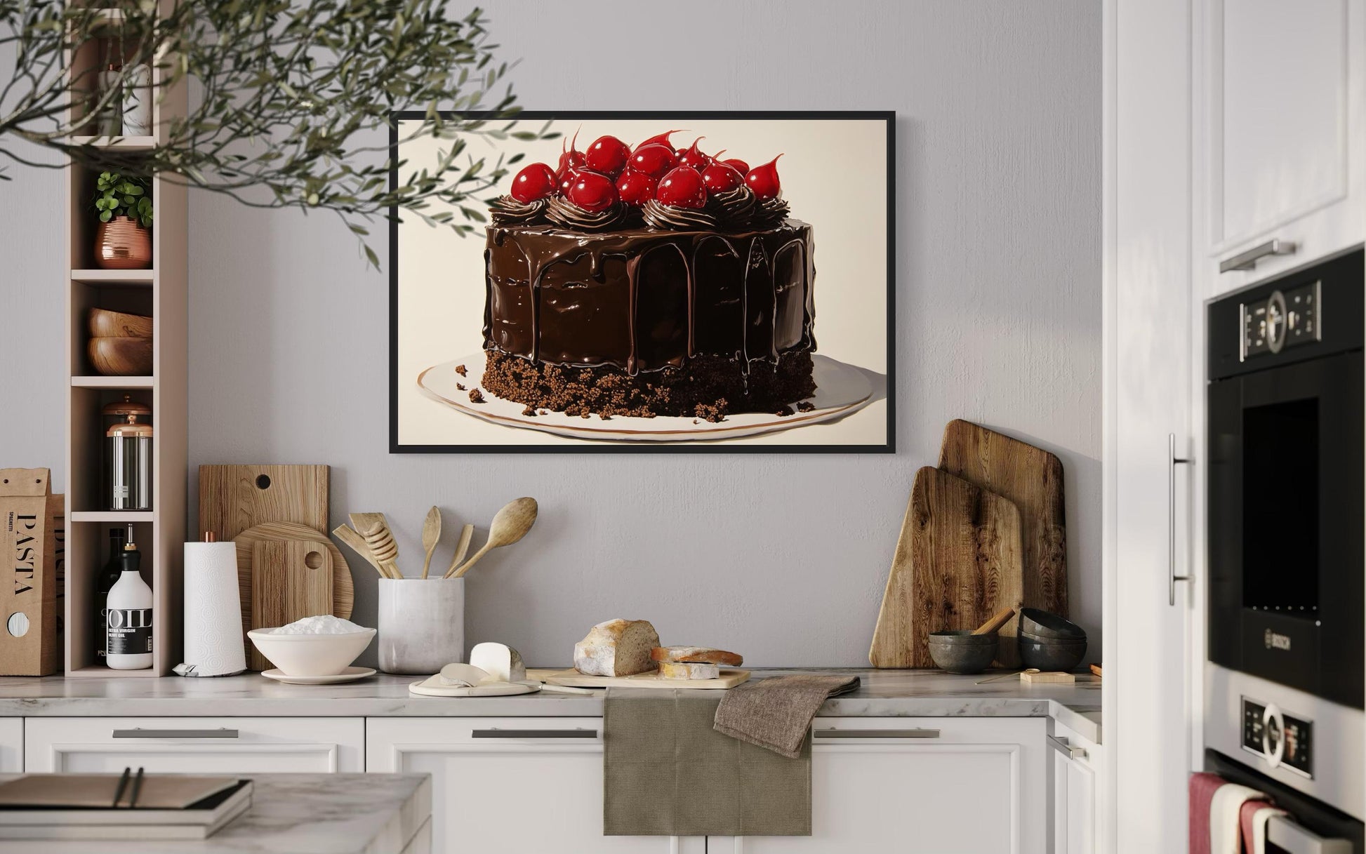 Chocolate Cake Framed Canvas Wall Art