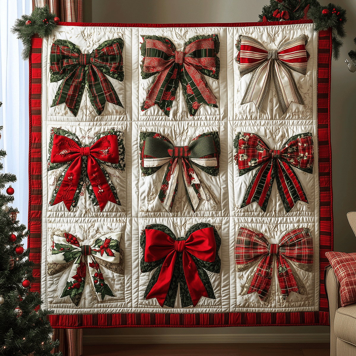Christmas Elegance Bow Quilted Blanket - Baby (30" x 40")