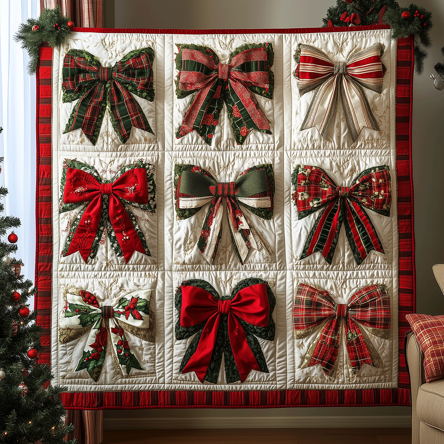 Christmas Elegance Bow Quilted Blanket - Baby (30" x 40")
