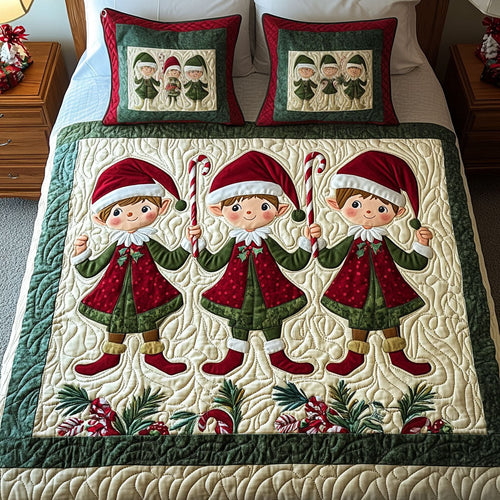 Christmas Elf Charm 3-Piece Quilted Bedding Set - Single (59" x 70")