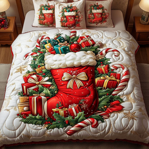 Christmas Eve 3-Piece Quilted Bedding Set - Single (59" x 70")