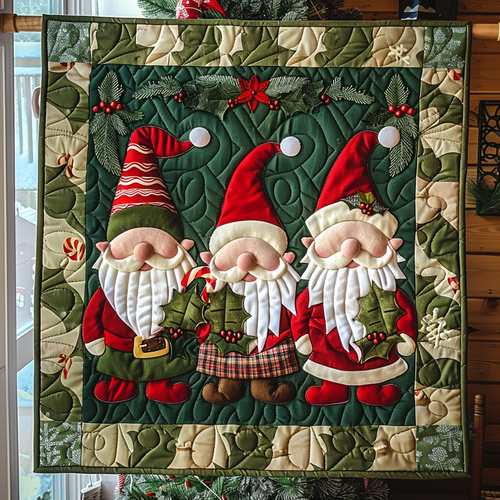 Christmas Gnomes Quilted Blanket - Throw (55" x 60")