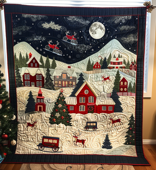Christmas Night Quilted Blanket - Throw (55" x 60")