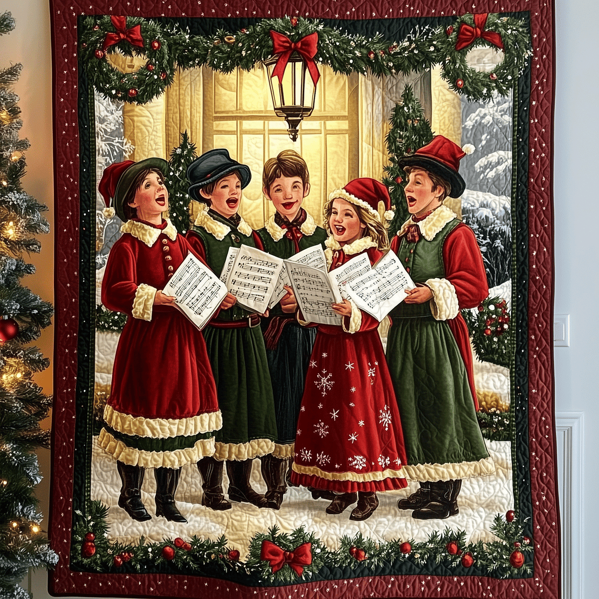 Christmas Choir Cheer Quilted Blanket - Throw (55" x 60")
