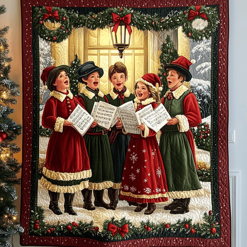 Christmas Choir Cheer Quilted Blanket - Throw (55" x 60")