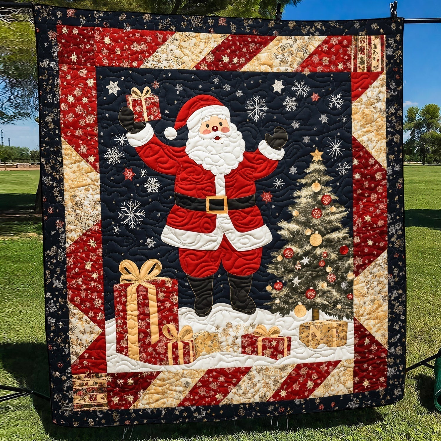Christmas Eve Santa Quilted Blanket - Throw (55" x 60")