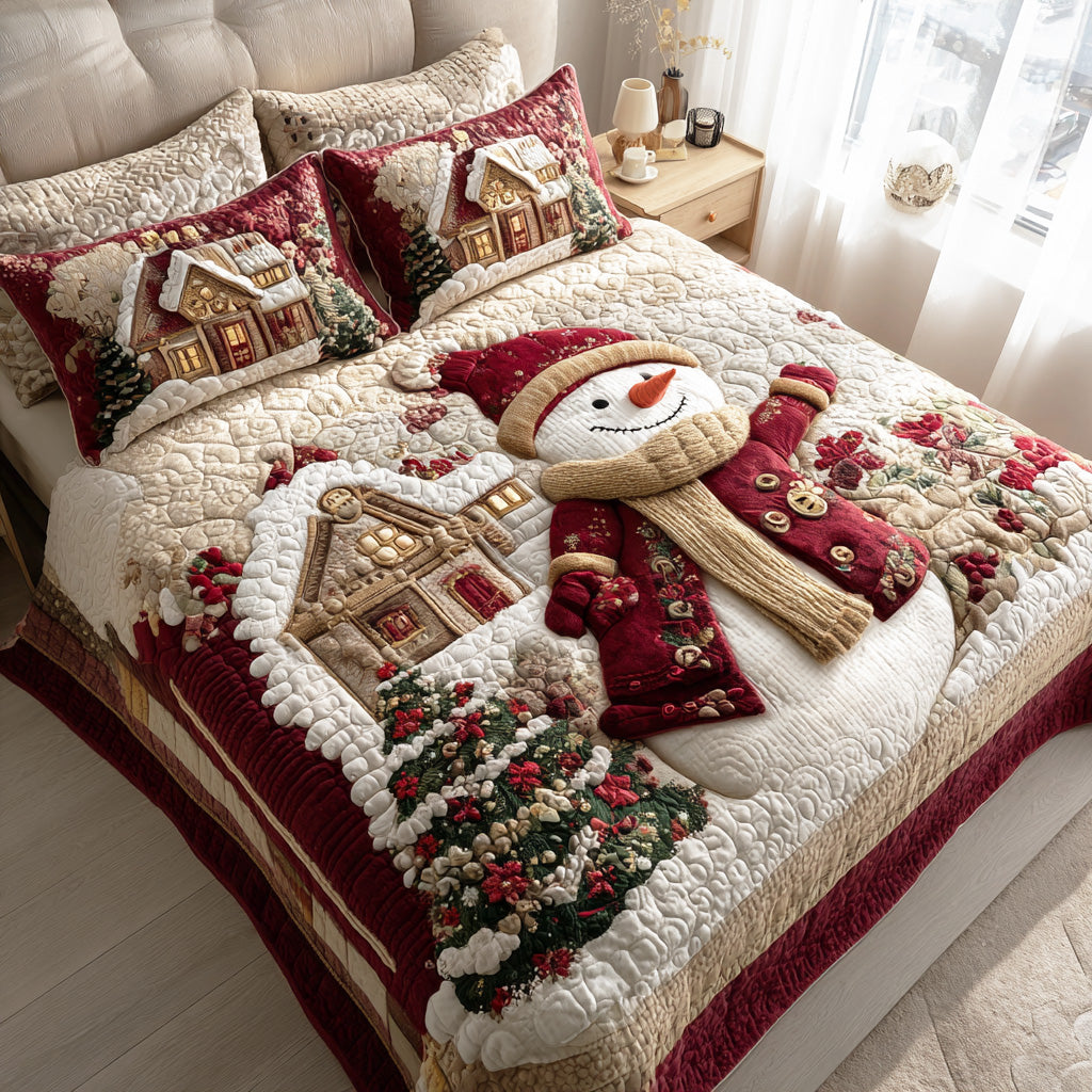 Christmas Snow Meadow 3-Piece Quilted Bedding Set - Single (59" x 70")