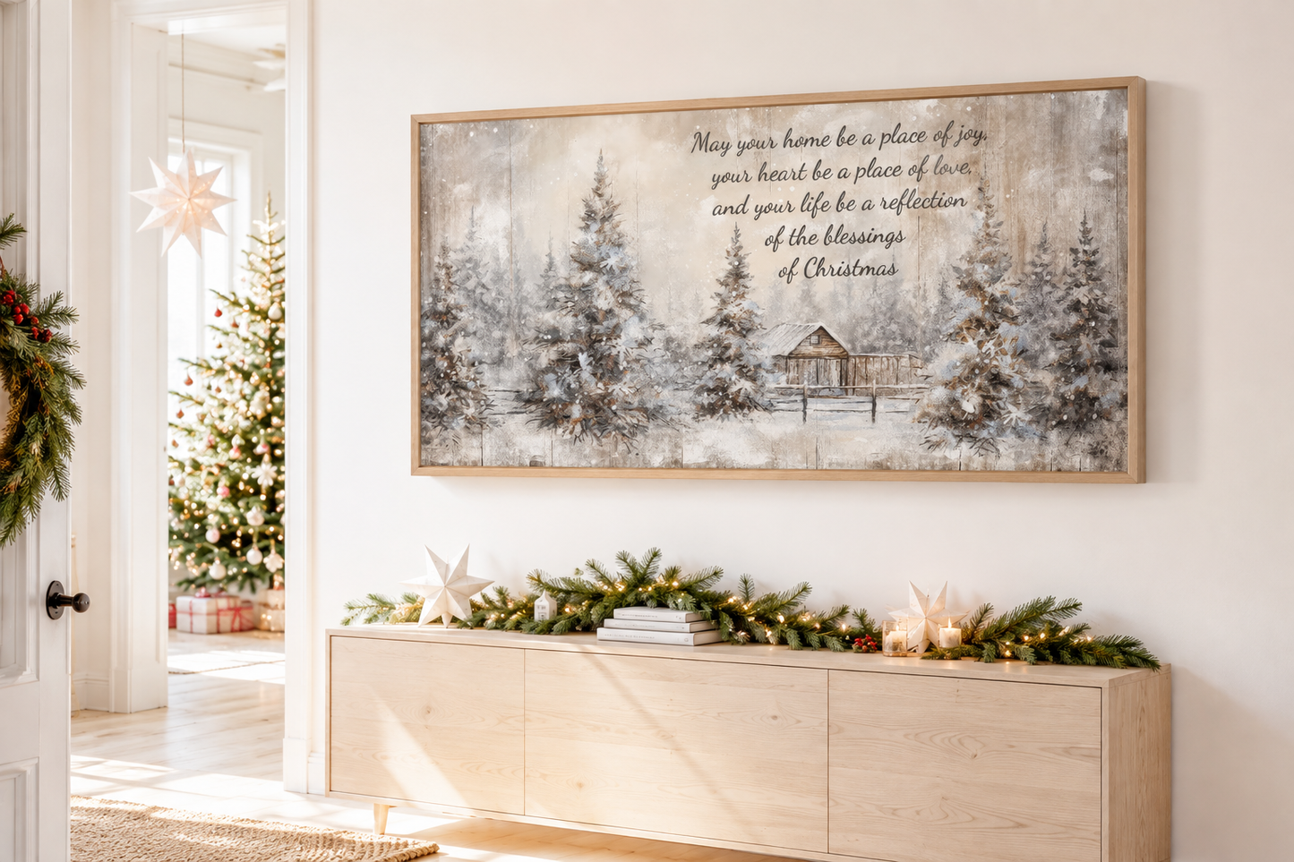 Farmhouse Christmas Eve Sign – Rustic Christmas Wall Art for Cozy Holiday Decor