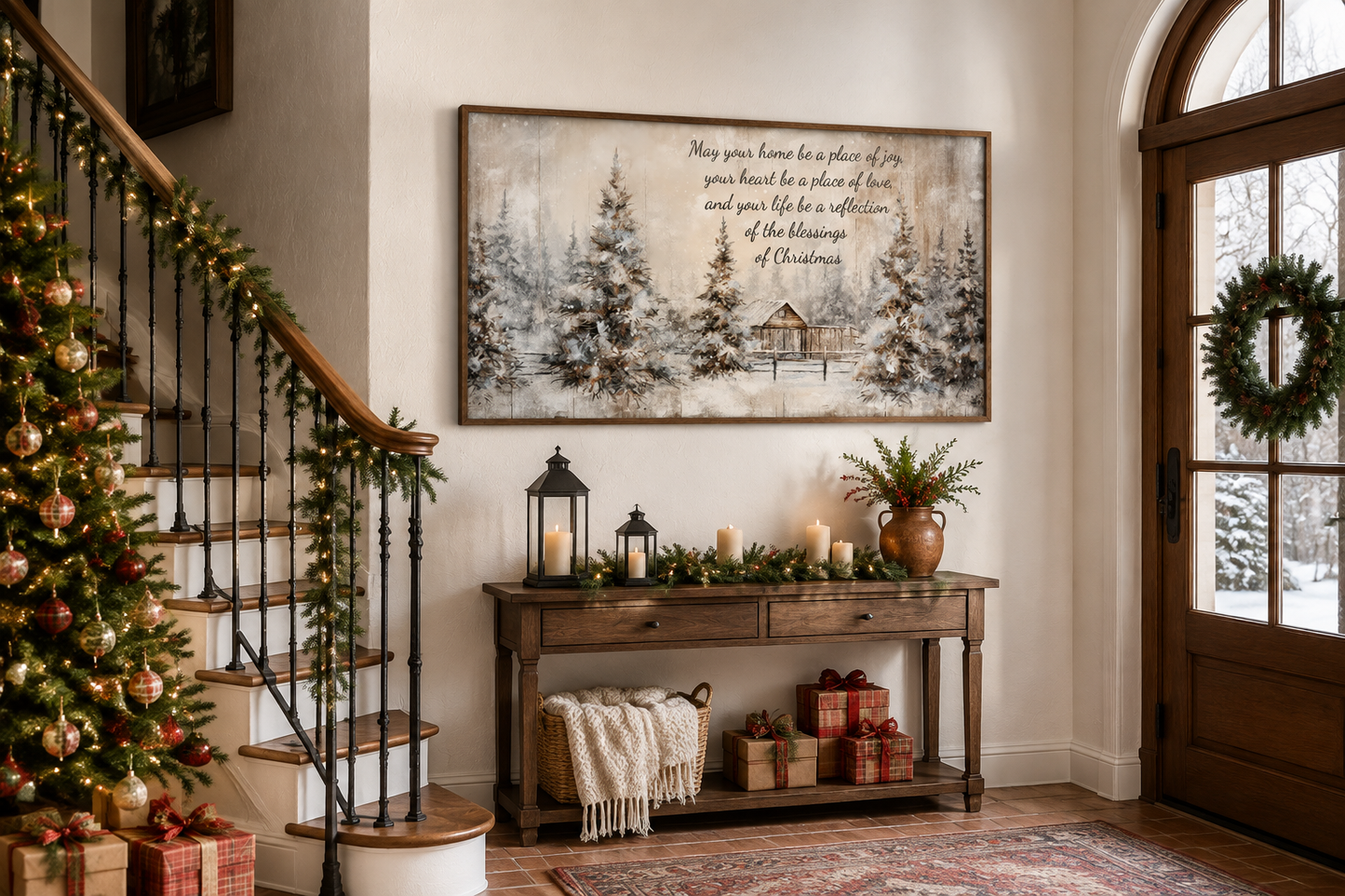 Farmhouse Christmas Eve Sign – Rustic Christmas Wall Art for Cozy Holiday Decor