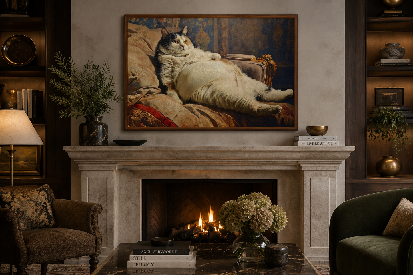 Chubby Fat Cat Victorian Portrait Framed Canvas Wall Art