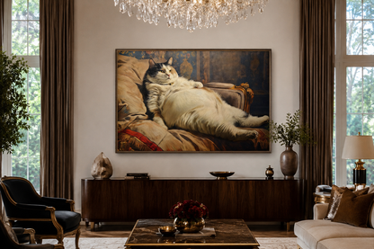 Chubby Fat Cat Victorian Portrait Framed Canvas Wall Art