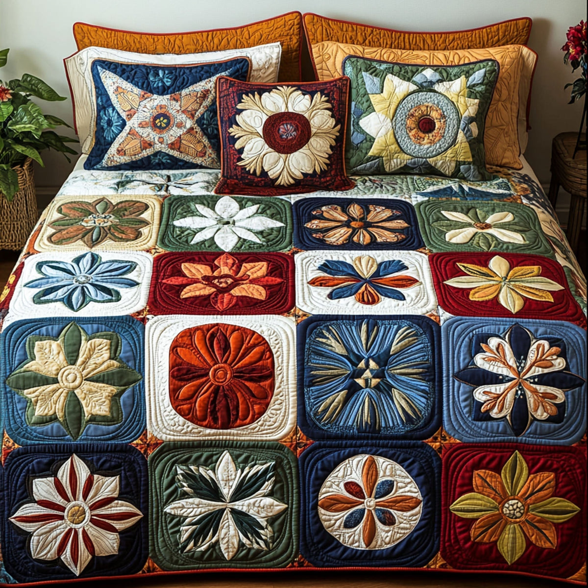 Classic Blocks 3-Piece Quilted Bedding Set - Single (59" x 70")