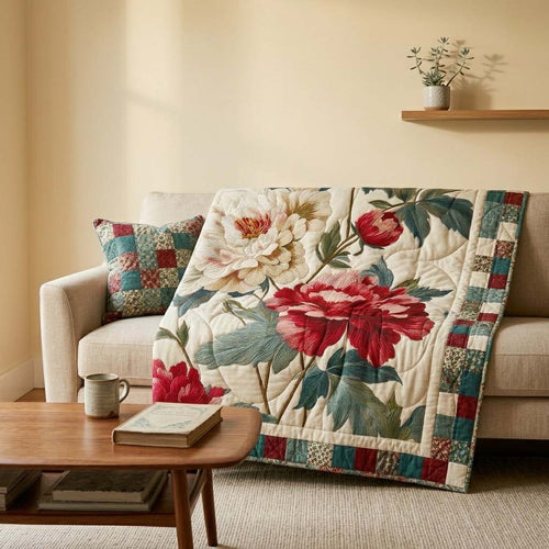 Classic Peonies Quilted Blanket - Baby (30" x 40") - Pack 1