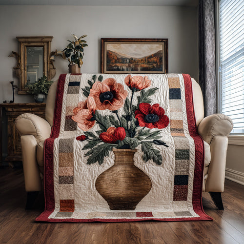 Classic Poppy Arrangement Quilted Blanket - Baby (30" x 40") - Pack 1