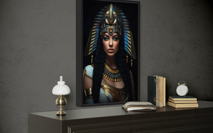 Cleopatra Framed Canvas Wall Art For Glam Women's Office Decor