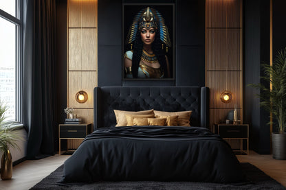 Cleopatra Framed Canvas Wall Art For Glam Women's Office Decor