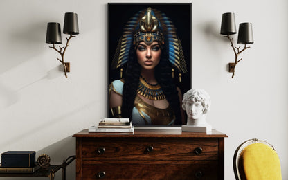 Cleopatra Framed Canvas Wall Art For Glam Women's Office Decor