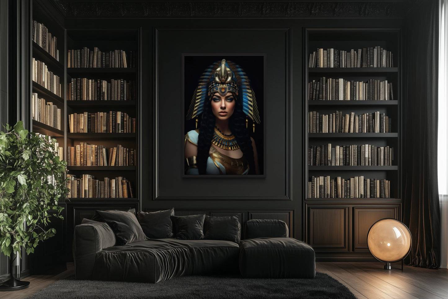Cleopatra Framed Canvas Wall Art For Glam Women's Office Decor