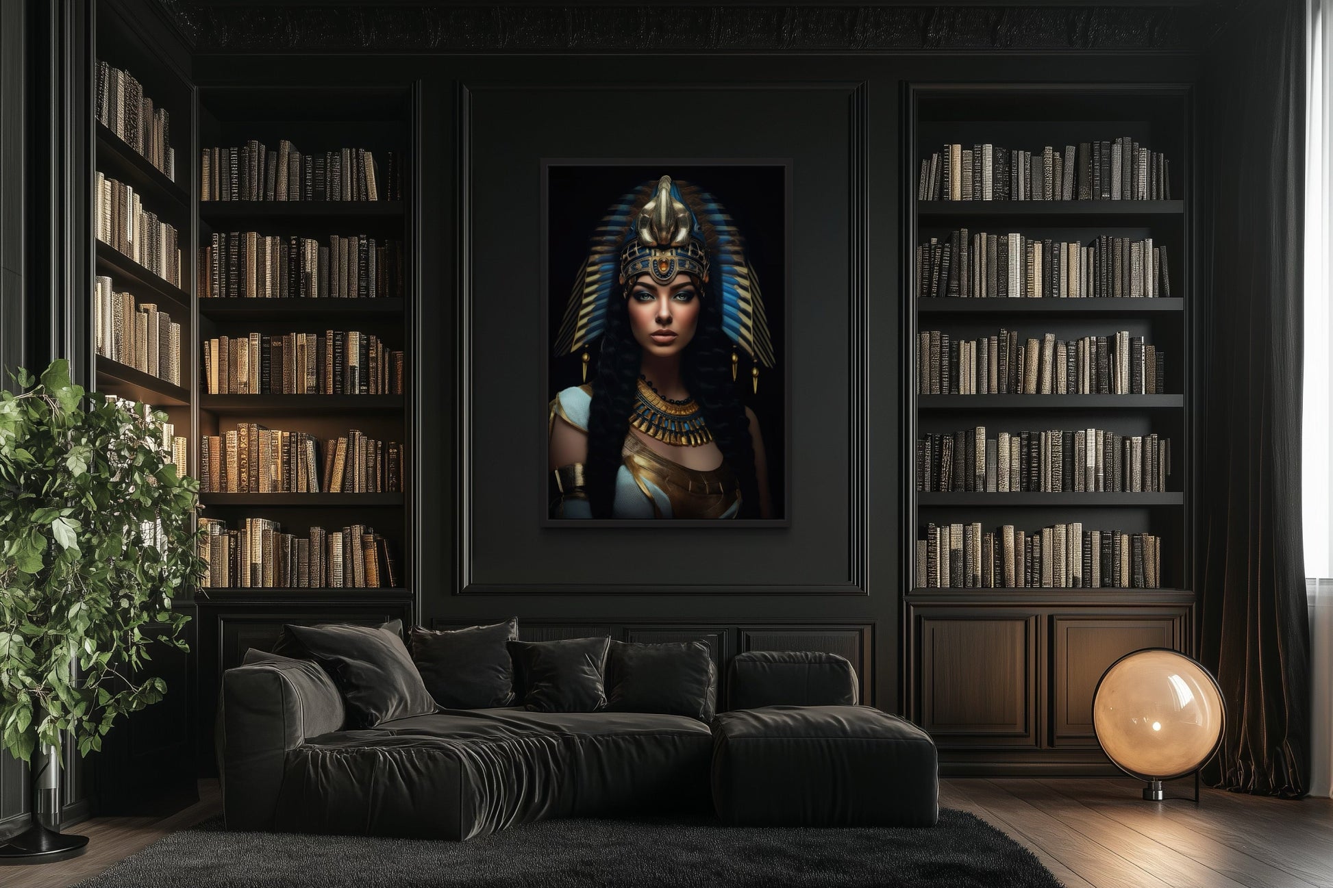 Cleopatra Framed Canvas Wall Art For Glam Women's Office Decor
