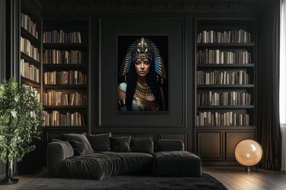 Cleopatra Framed Canvas Wall Art For Glam Women's Office Decor