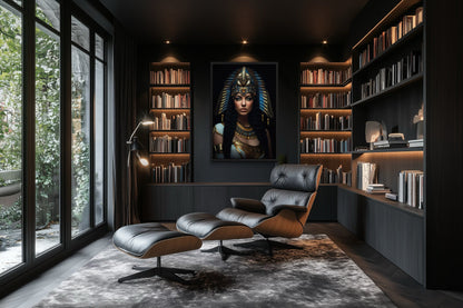 Cleopatra Framed Canvas Wall Art For Glam Women's Office Decor