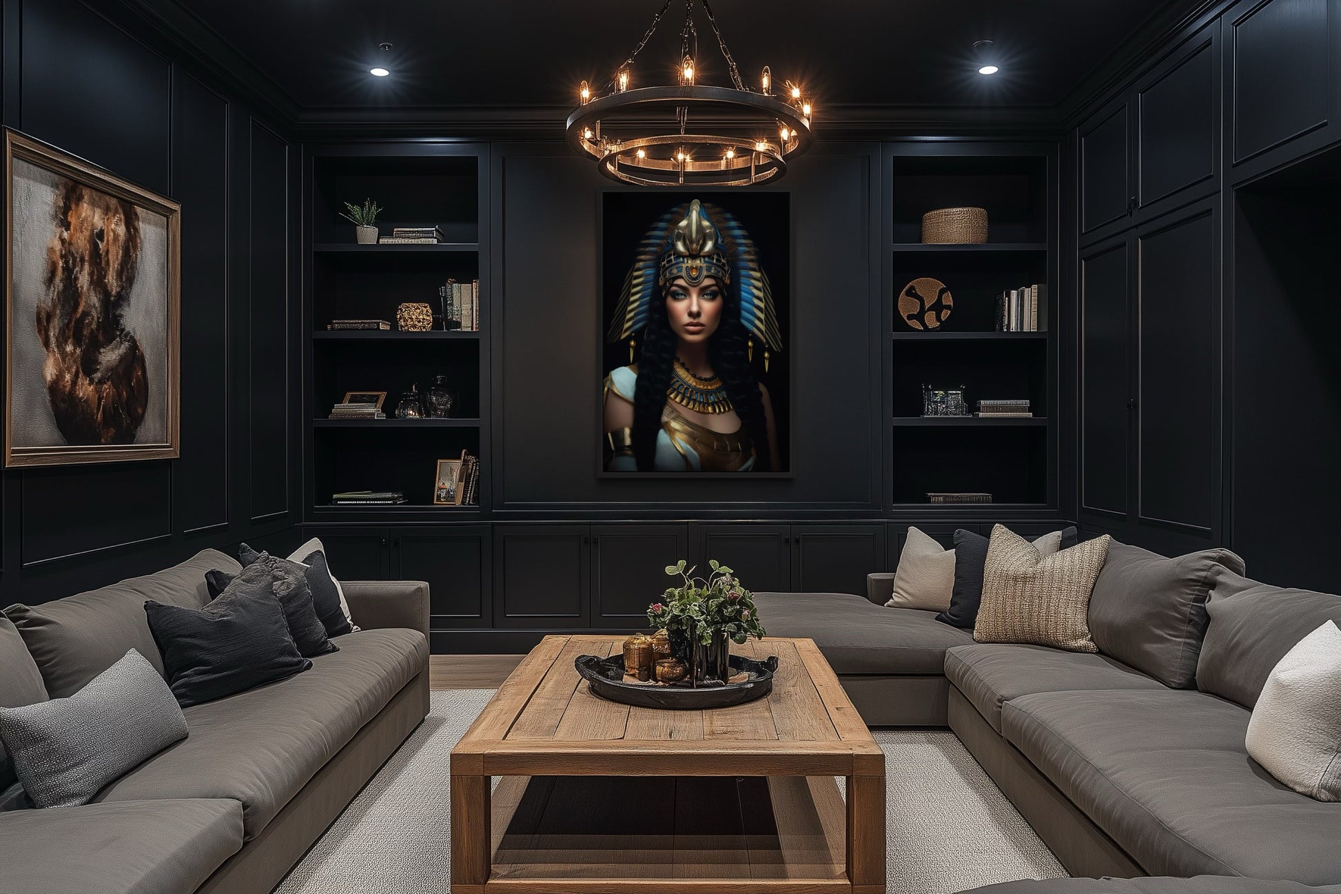 Cleopatra Framed Canvas Wall Art For Glam Women's Office Decor