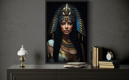 Cleopatra Framed Canvas Wall Art For Glam Women's Office Decor