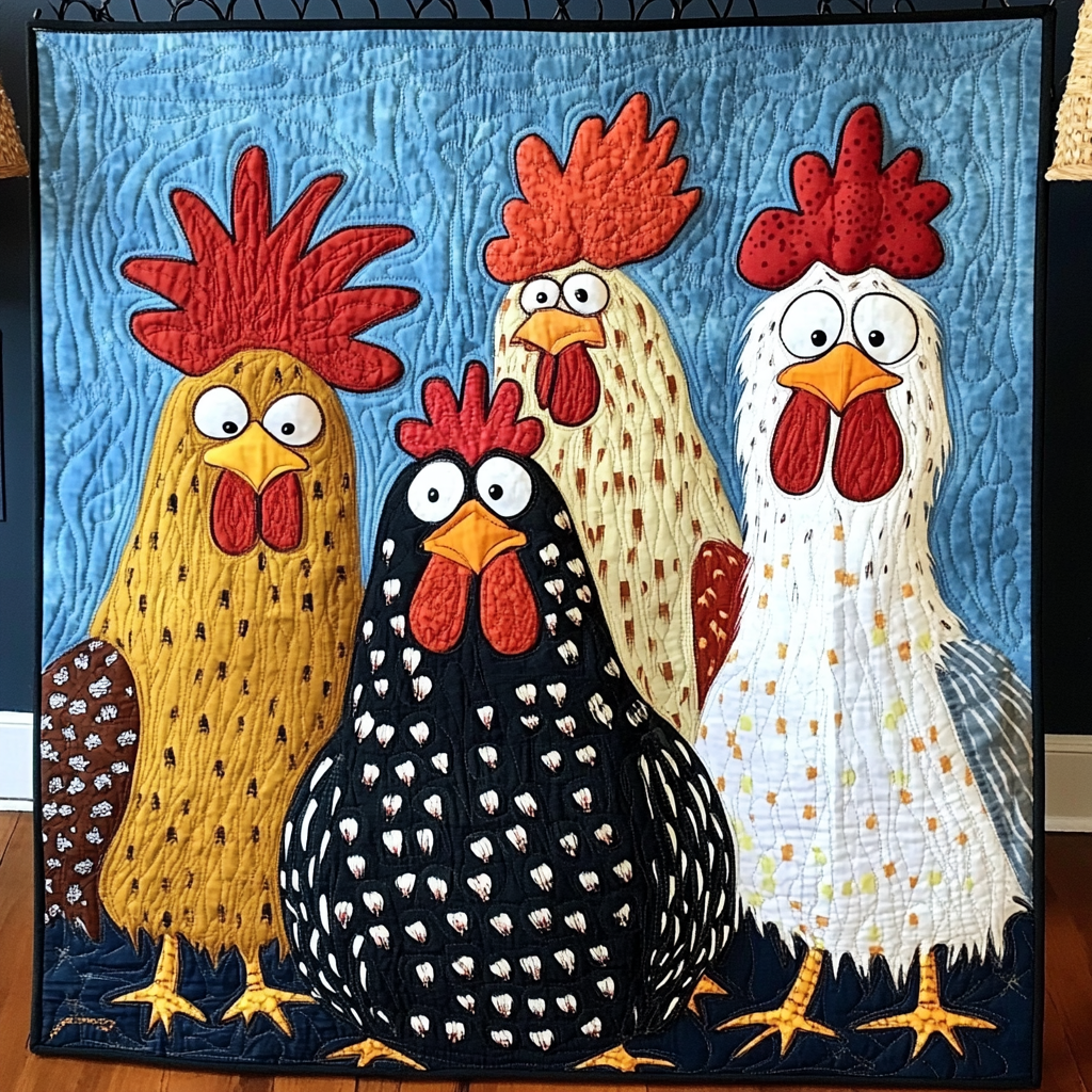 Cluck and Collect Quilted Blanket - Throw (55" x 60")