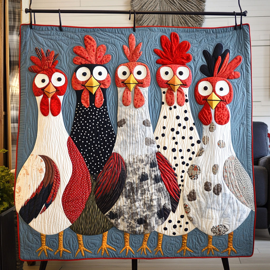 Cluckin' Color Parade Quilted Blanket - Throw (55" x 60")