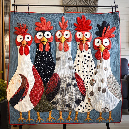 Cluckin' Color Parade Quilted Blanket - Throw (55" x 60")