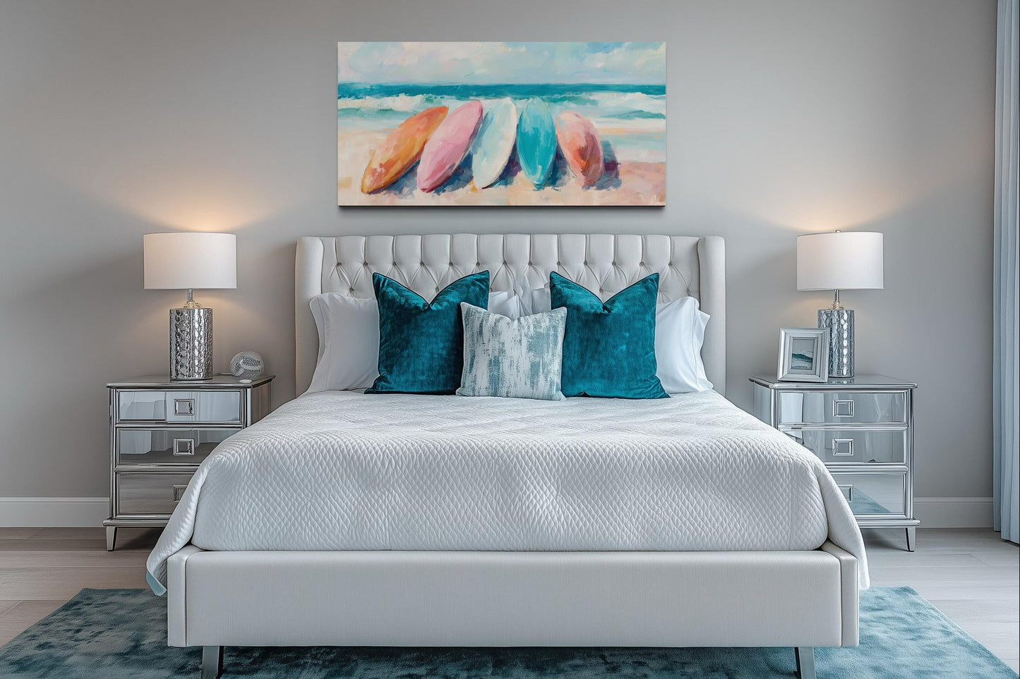 Coastal Canvas Wall Art With Pastel Surfboards