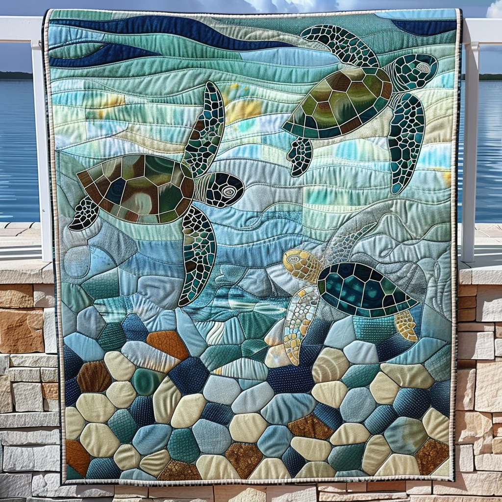 Coastal Harmony Quilted Blanket - Throw (55" x 60")