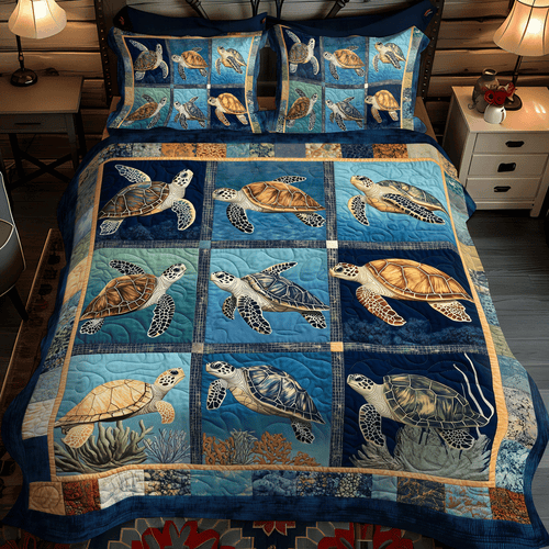 Coastal Harmony 3-Piece Quilted Bedding Set - Single (59" x 70")