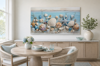 Seashells Painting On Blue Wood Coastal Wall Art For Beach House