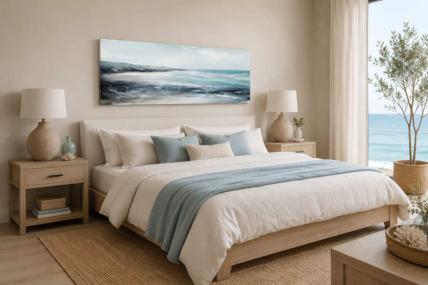 Coastal Wall Art Over Bed Long Narrow Ocean Beach Canvas