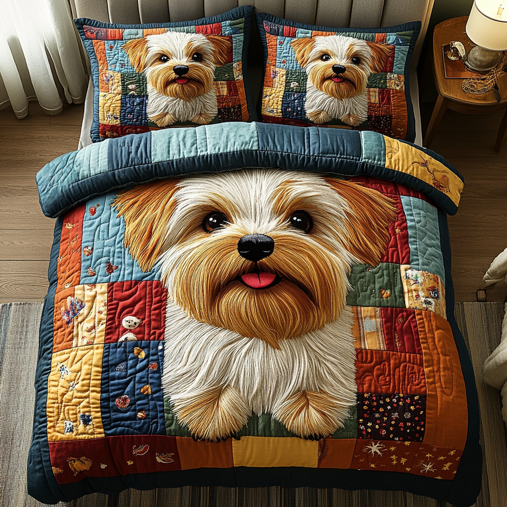 Color Pup 3-Piece Quilted Bedding Set - Single (59" x 70")