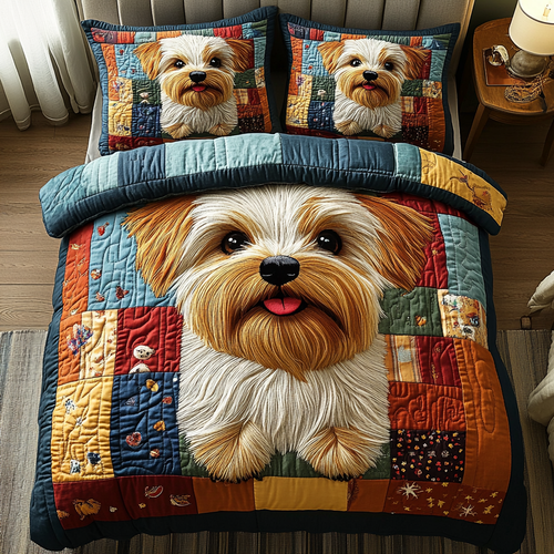 Color Pup 3-Piece Quilted Bedding Set - Single (59" x 70")