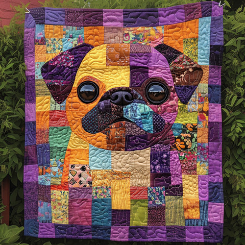 Color Splash Pug Quilted Blanket - Throw (55" x 60")