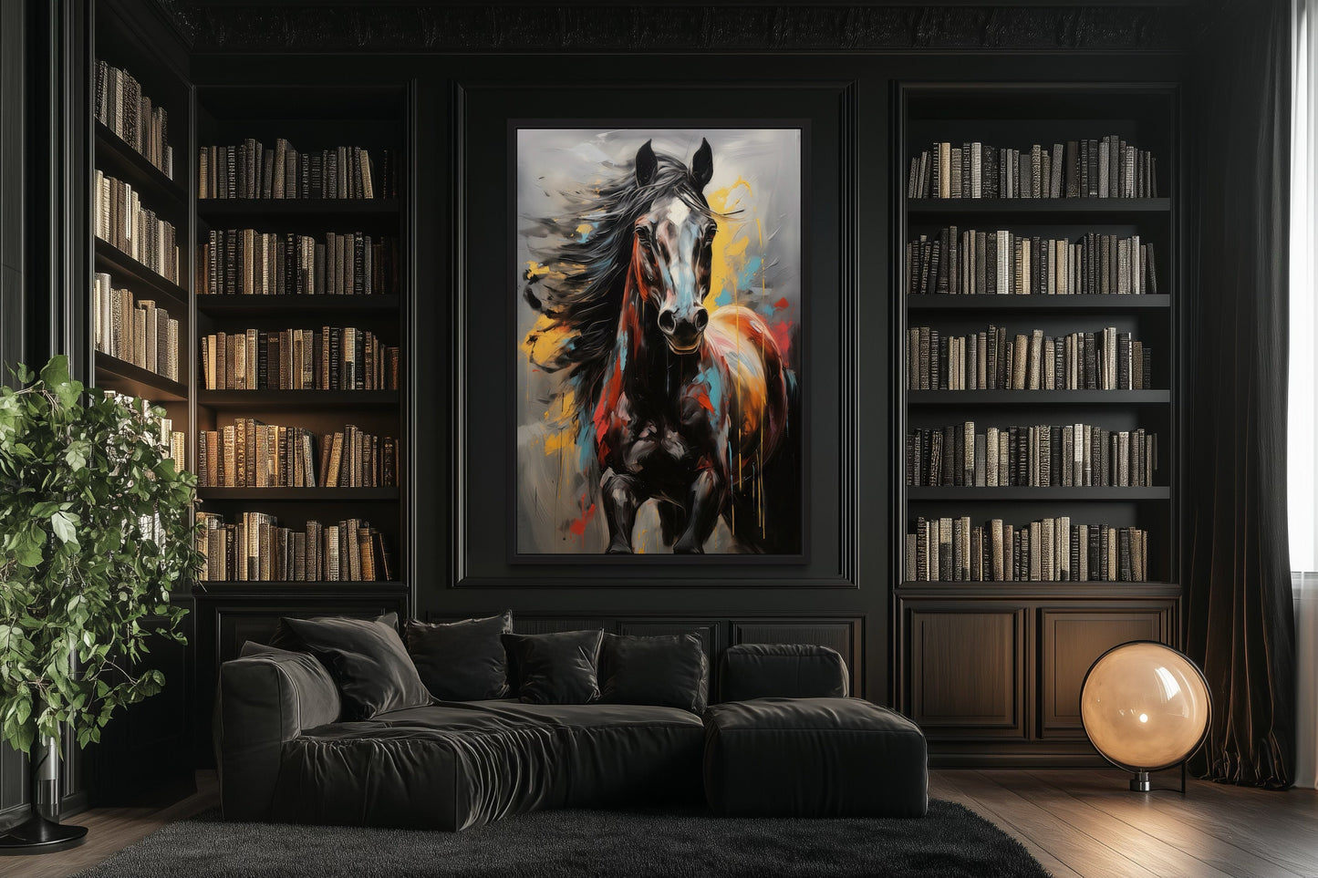 Colorful Abstract Horse Framed Canvas Wall Art