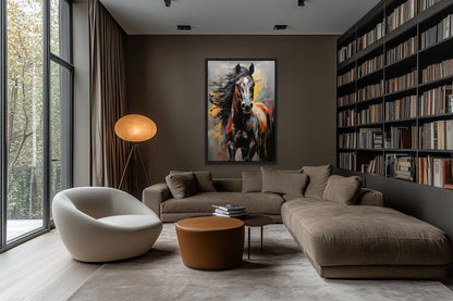 Colorful Abstract Horse Framed Canvas Wall Art