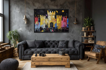 Colorful Castle Wall Art - Vibrant Medieval Castle Painting | Man Cave Wall Art