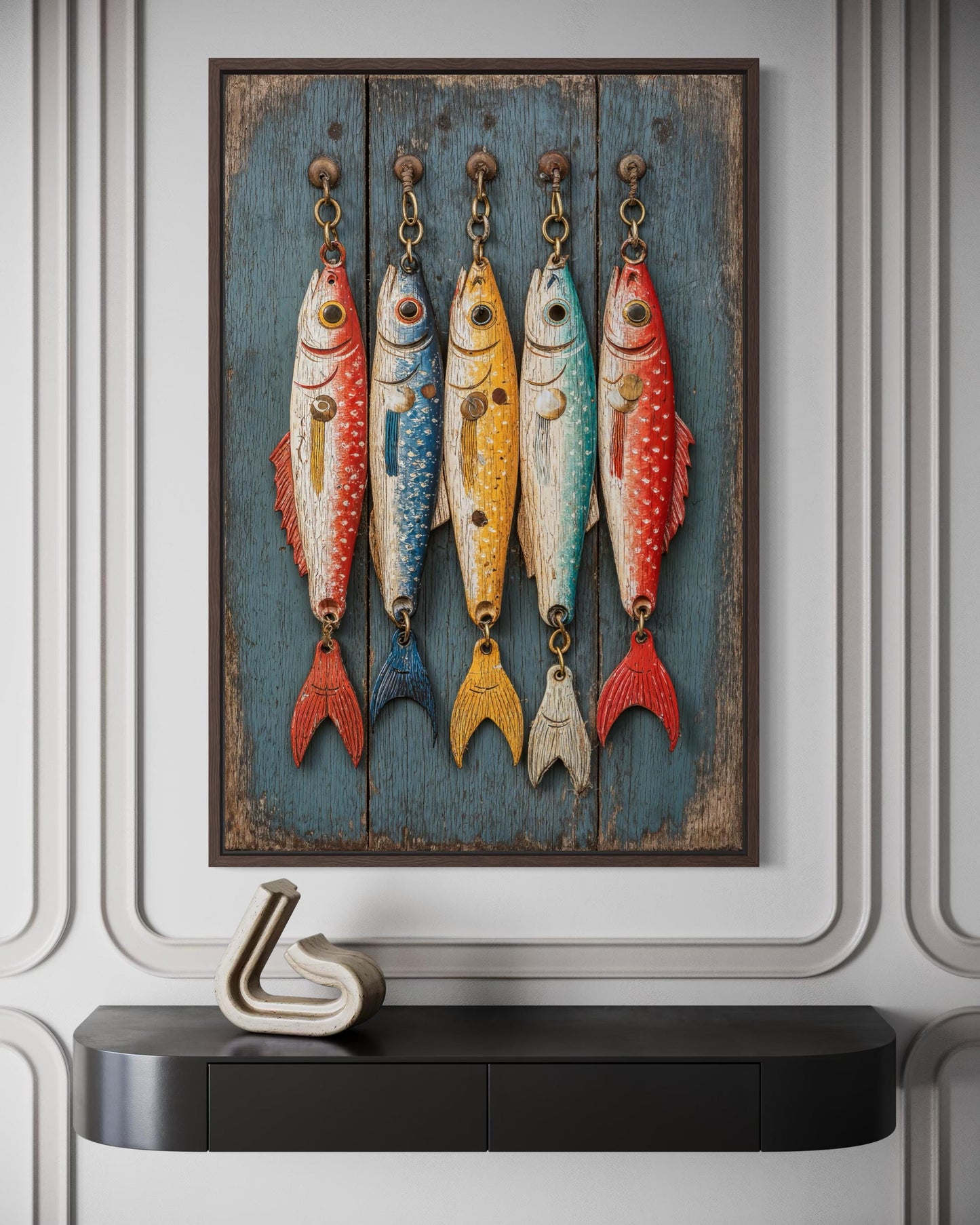 Colorful Fishing Lures Vertical Canvas Wall Art