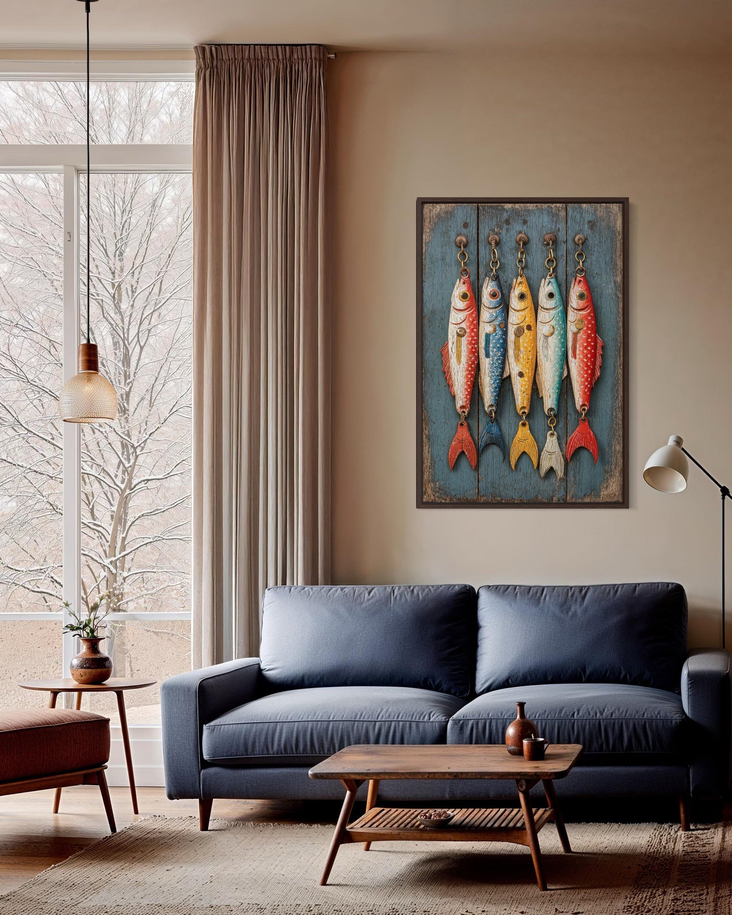 Colorful Fishing Lures Vertical Canvas Wall Art