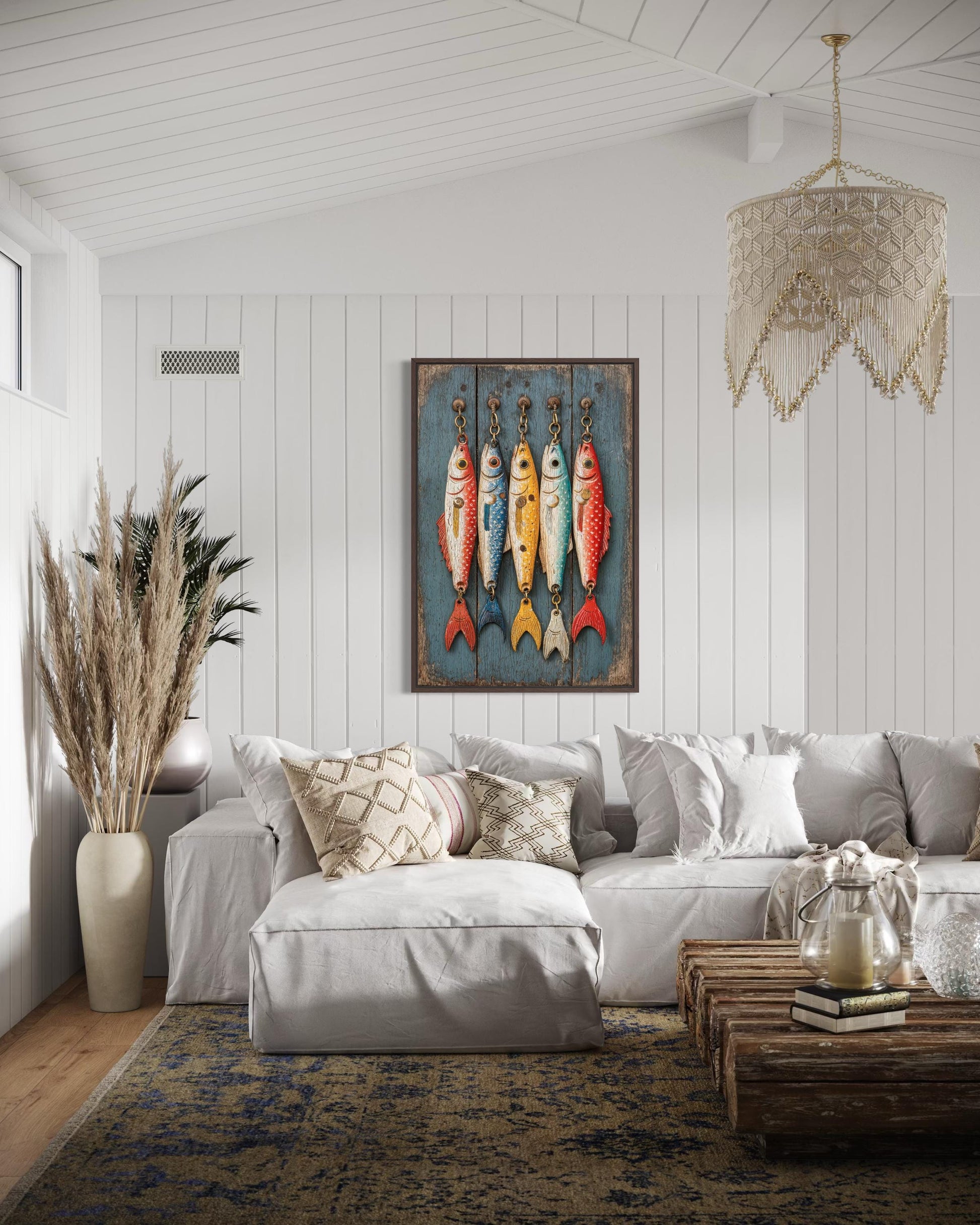 Colorful Fishing Lures Vertical Canvas Wall Art