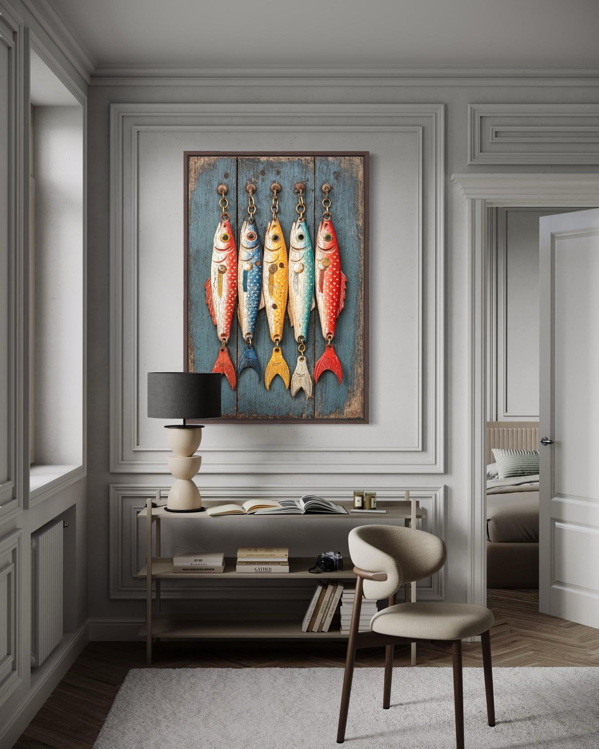 Colorful Fishing Lures Vertical Canvas Wall Art