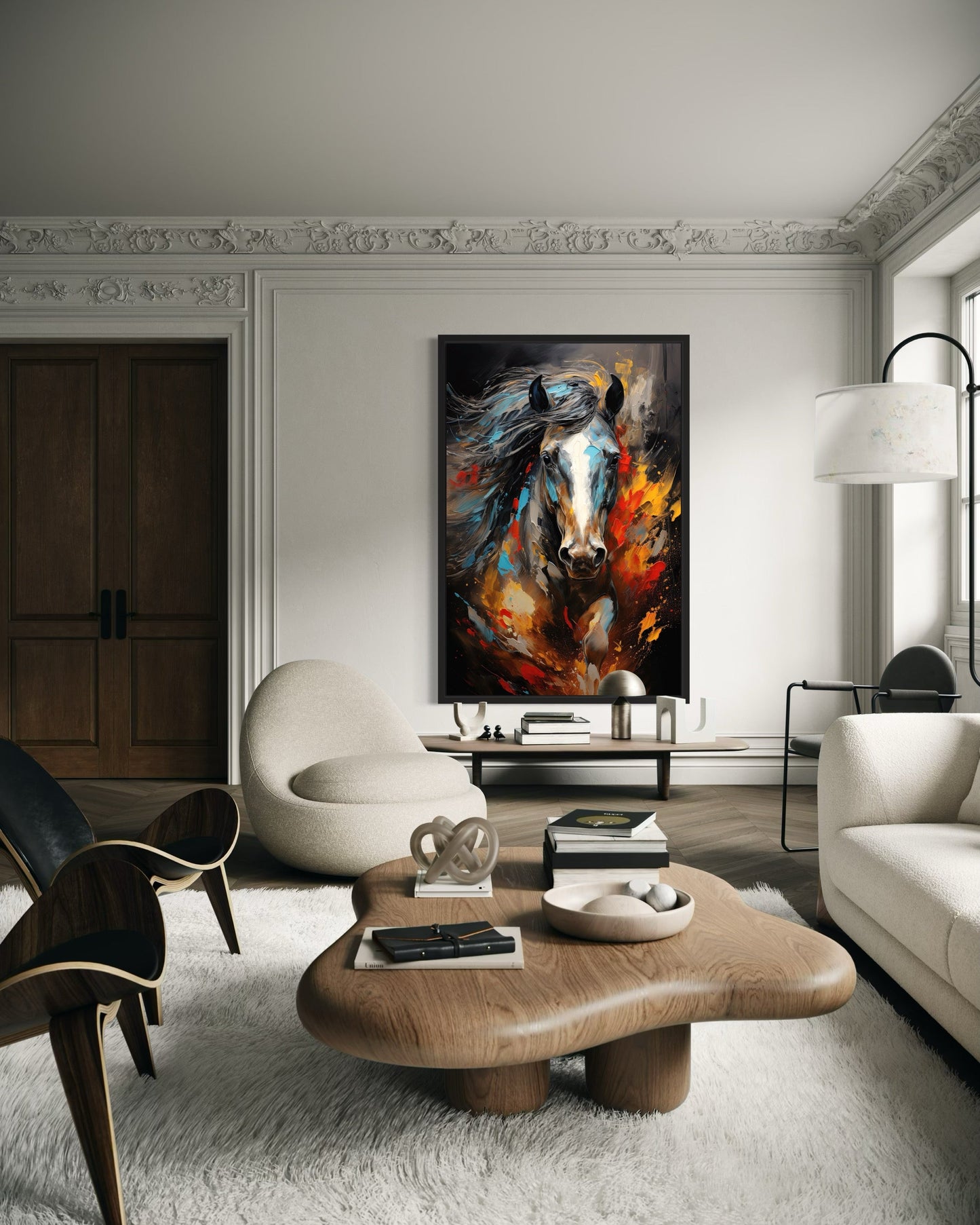 Colorful Horse Modern Abstract Painting Extra Large Framed Canvas Wall Art