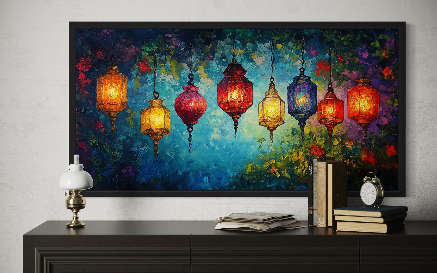 Colorful Lanterns Canvas Wall Art For Dining Room Or Living Room Decor